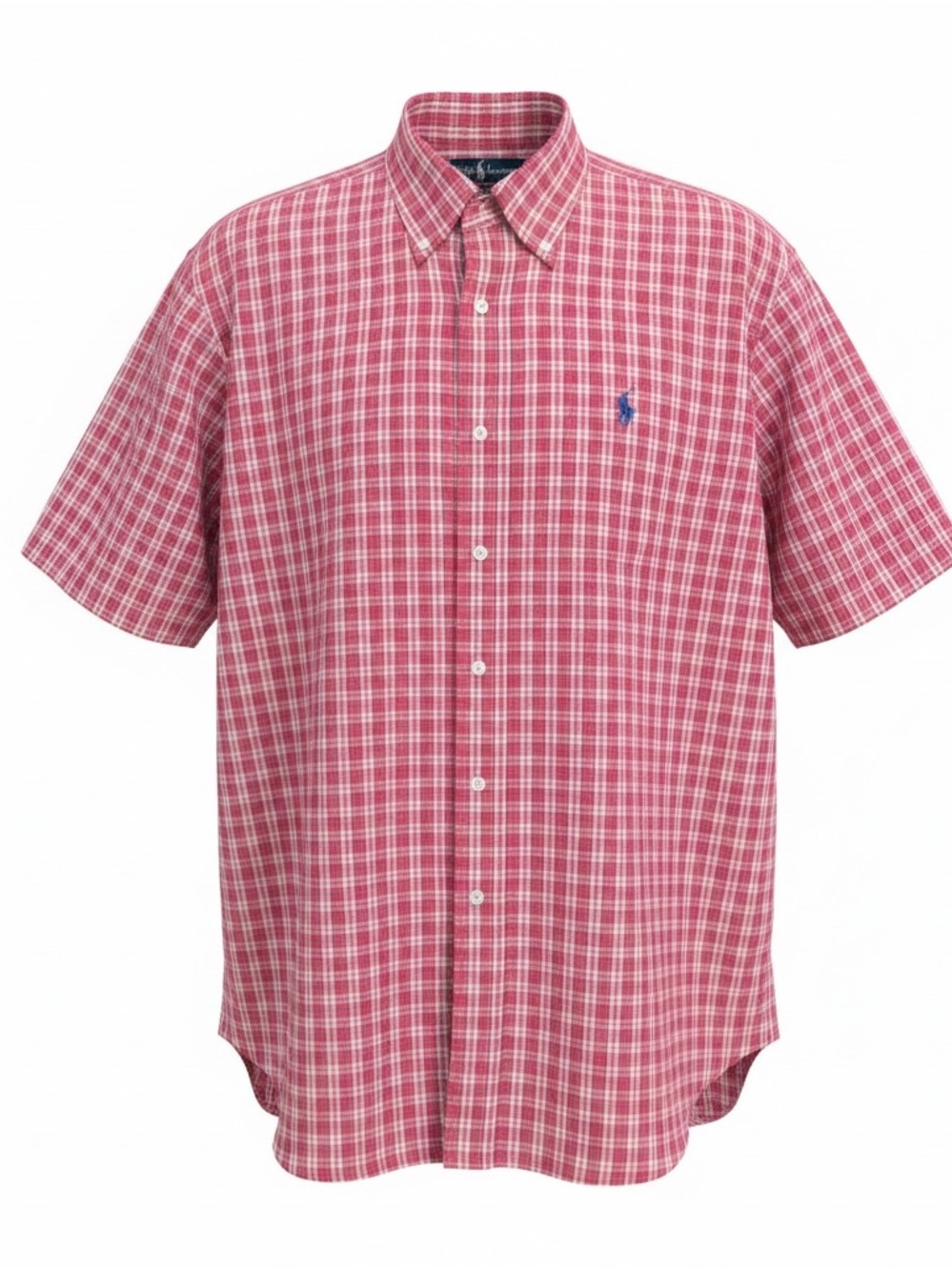 Ralph Lauren Pink and White Plaid Short-Sleeve Button-Down Shirt